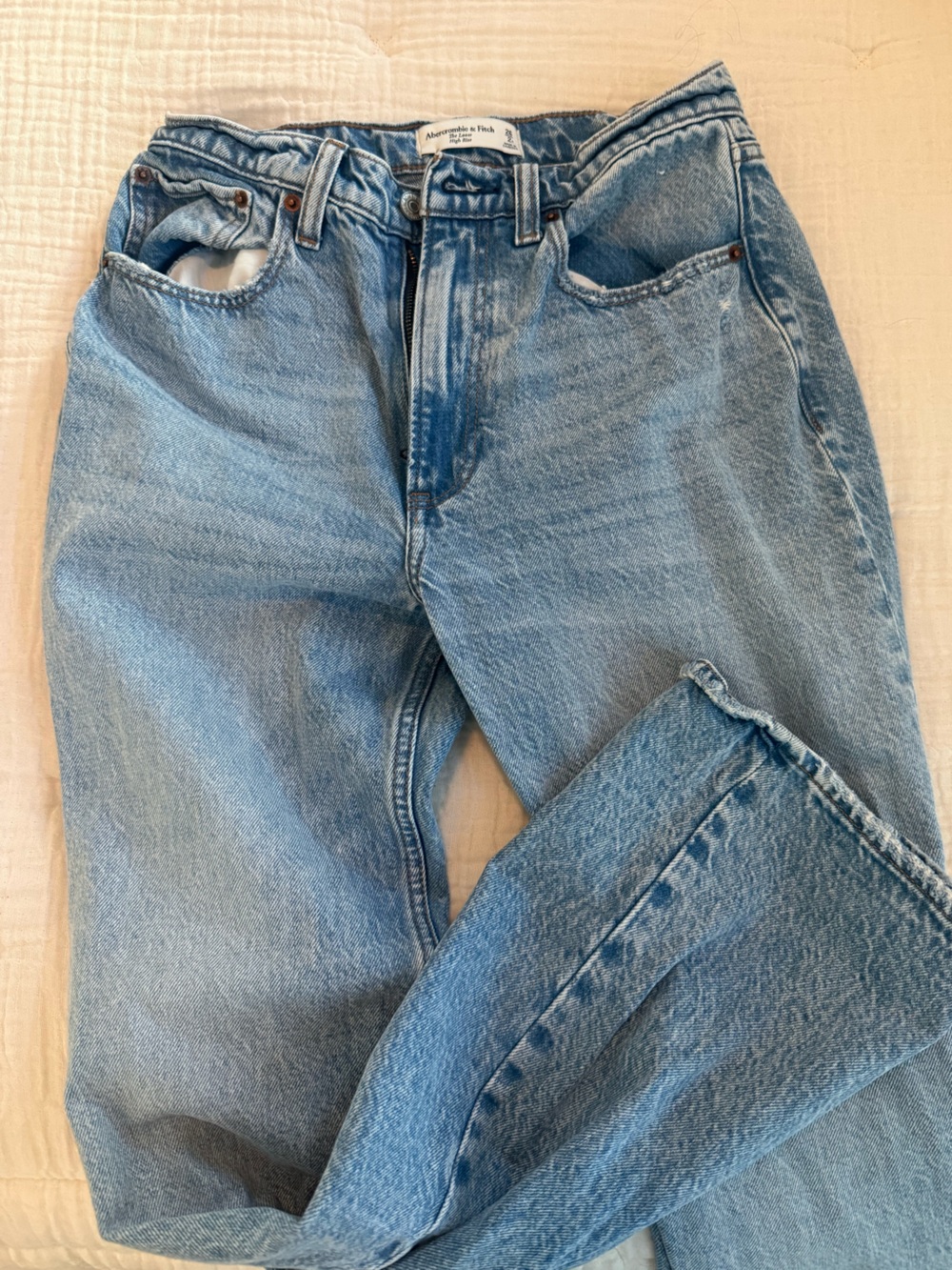 Abercrombie & Fitch High-Rise Light Blue Straight-Leg Jeans